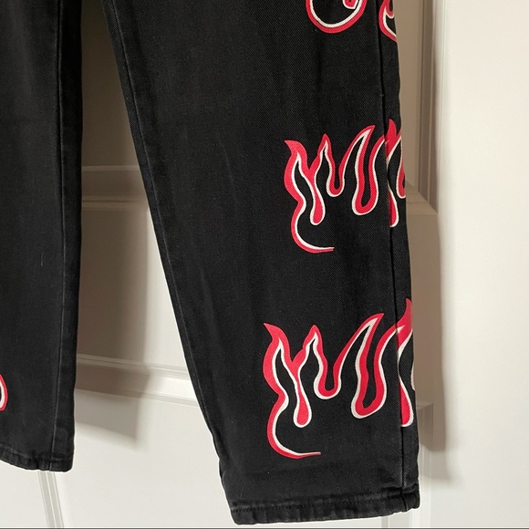 SHEIN Faded Black Flames Pants - Picture 2 of 4